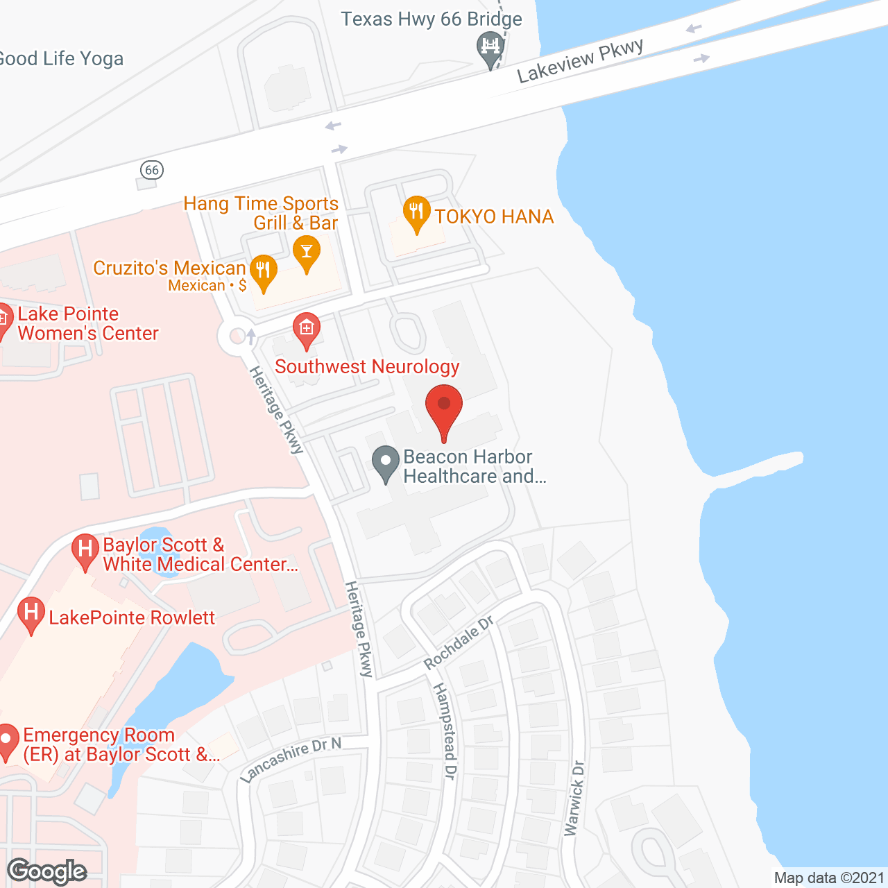 Map of the neighborhood around Senior Care at Lake Pointe and BHR