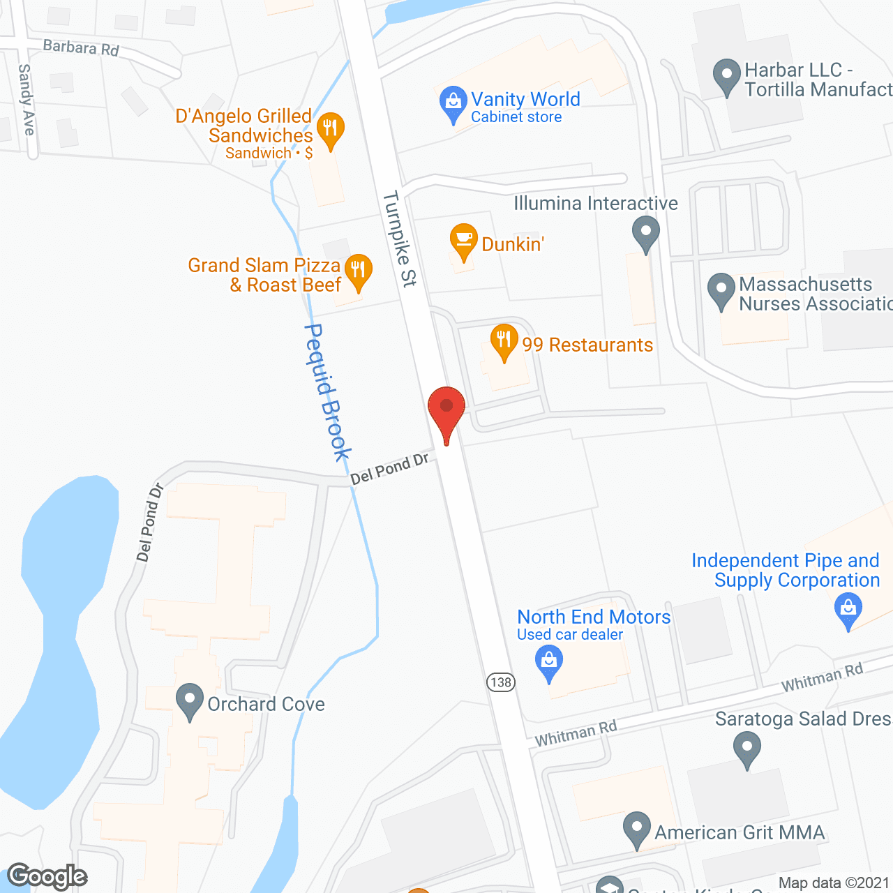 Map of the neighborhood around Orchard Cove  Hebrew SeniorLife, a CCRC