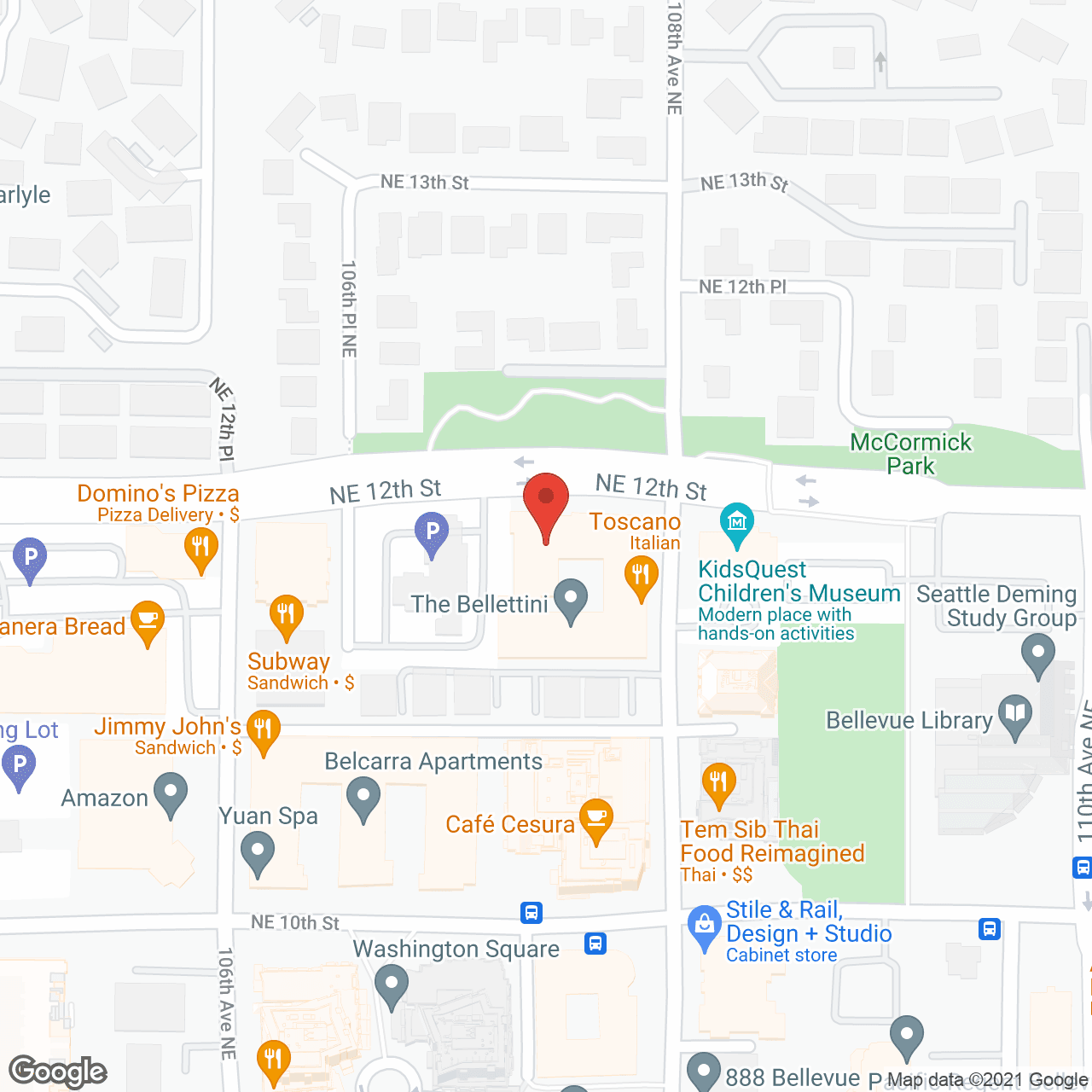 Map of the neighborhood around The Bellettini