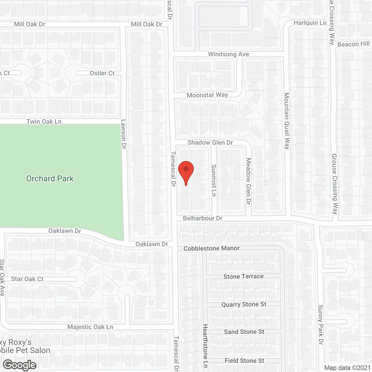 Map of the neighborhood around Temescal Manor