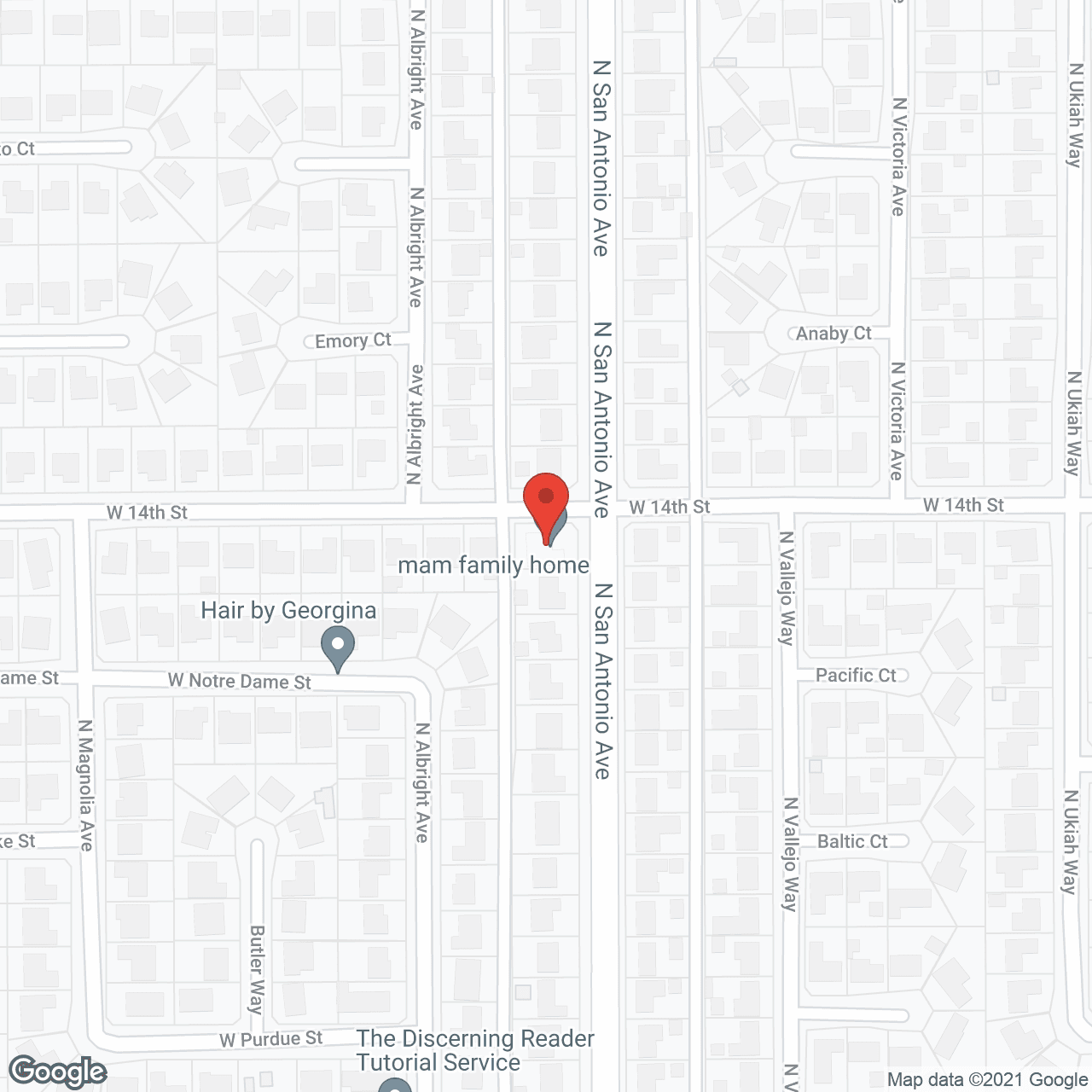 Map of the neighborhood around M.A.M. Family Home II