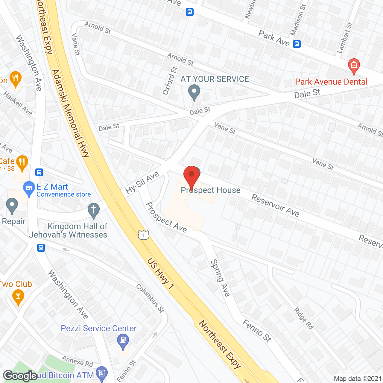 Map of the neighborhood around Prospect House
