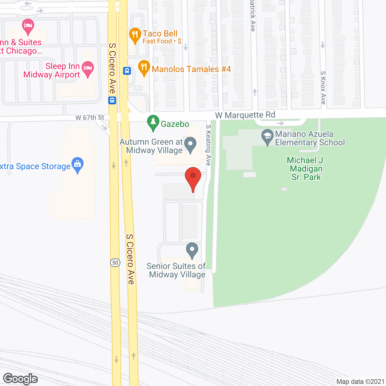 Map of the neighborhood around Autumn Green at Midway Village