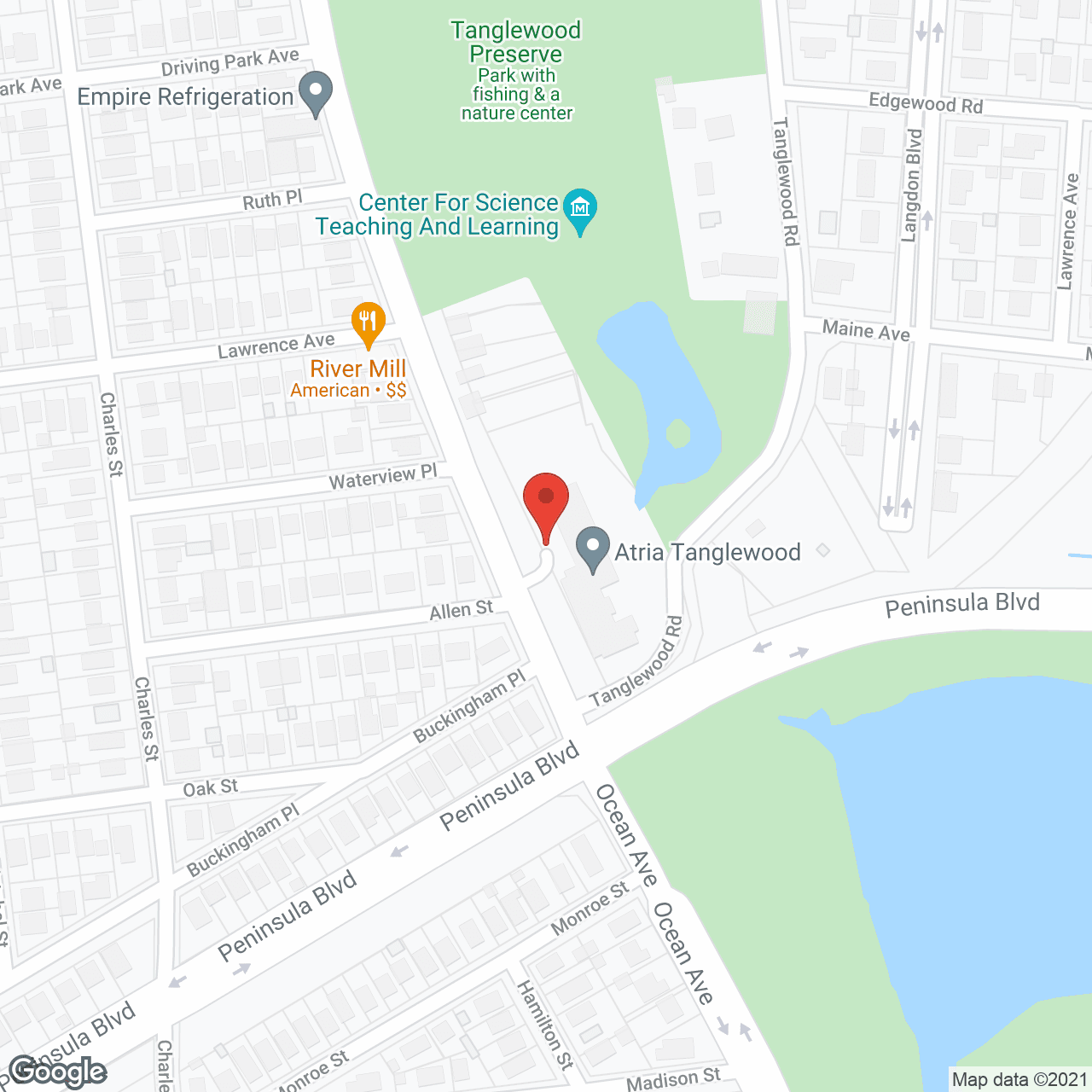 Map of the neighborhood around Atria Tanglewood