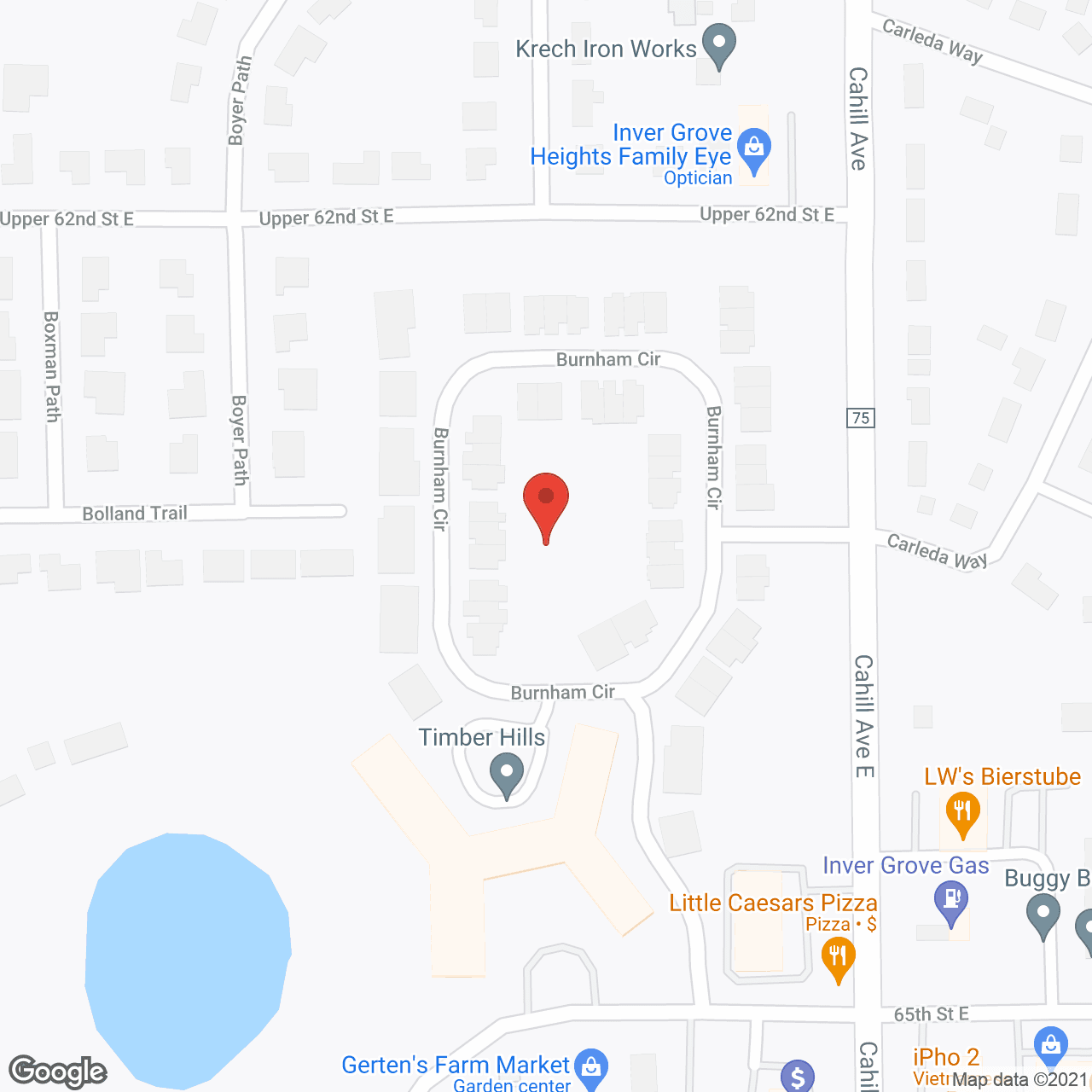 Map of the neighborhood around Timber Hills
