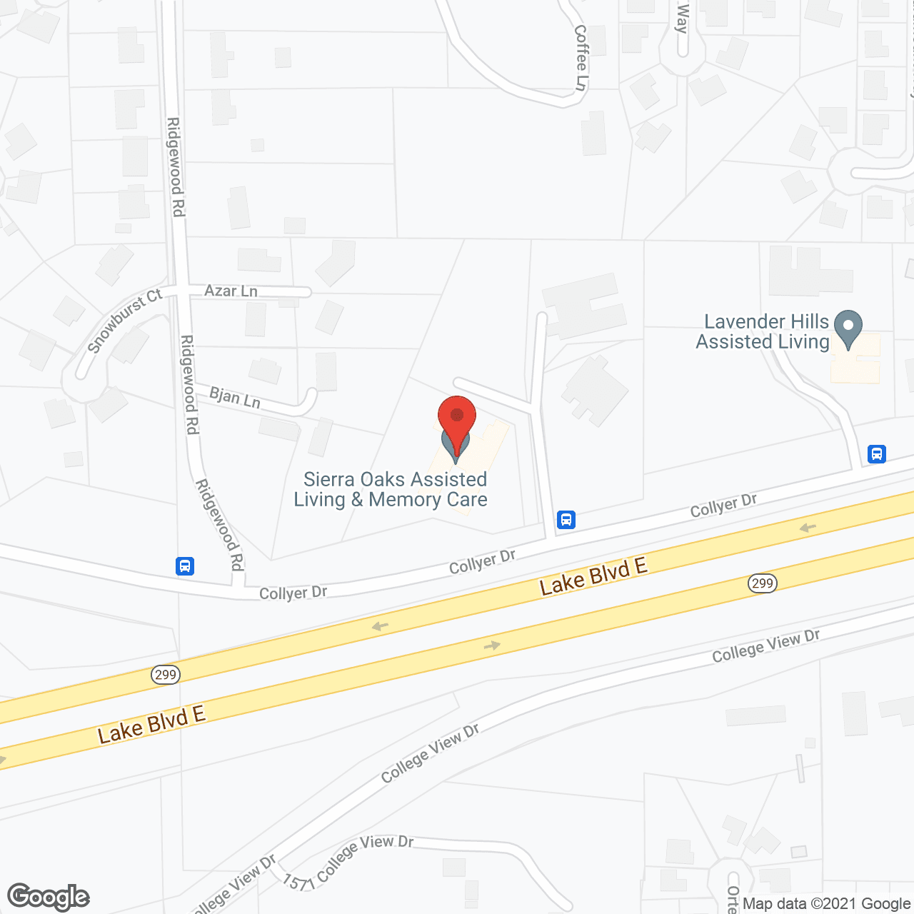 Map of the neighborhood around Sierra Oaks Assisted Living and Memory Care