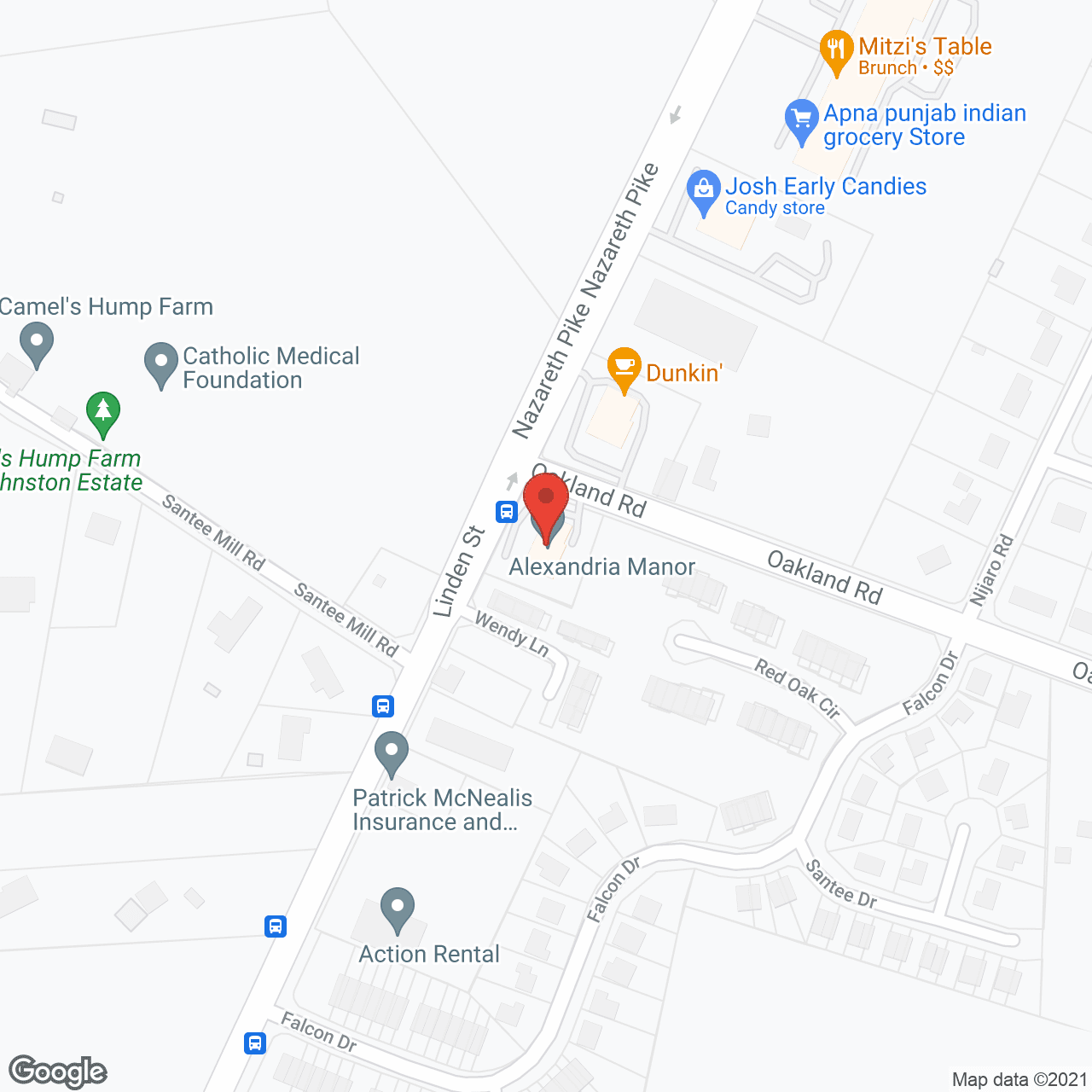Map of the neighborhood around Alexandria Manor Senior Living Center