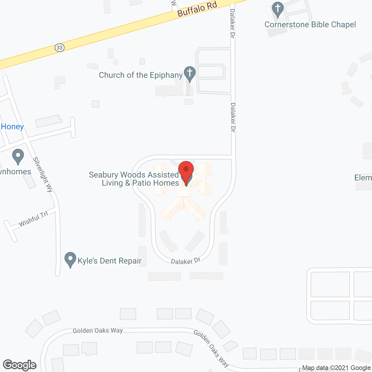 Map of the neighborhood around Seabury Woods, Episcopal SeniorLife Communities