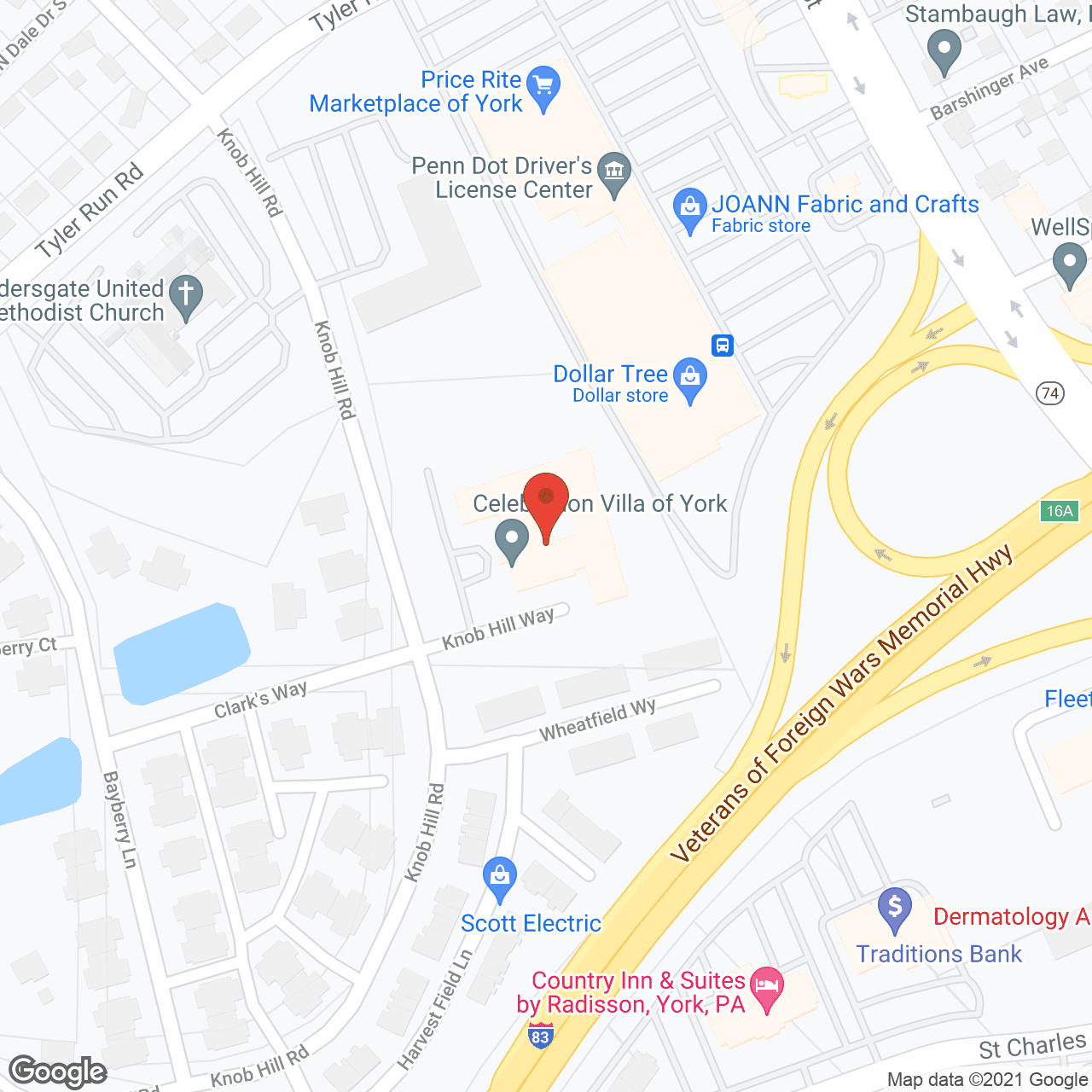 Map of the neighborhood around Celebration Villa of York
