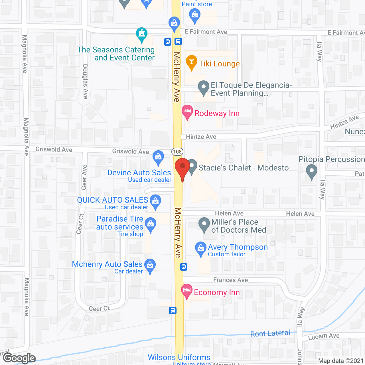 Map of the neighborhood around Stacie's Chalet - Modesto
