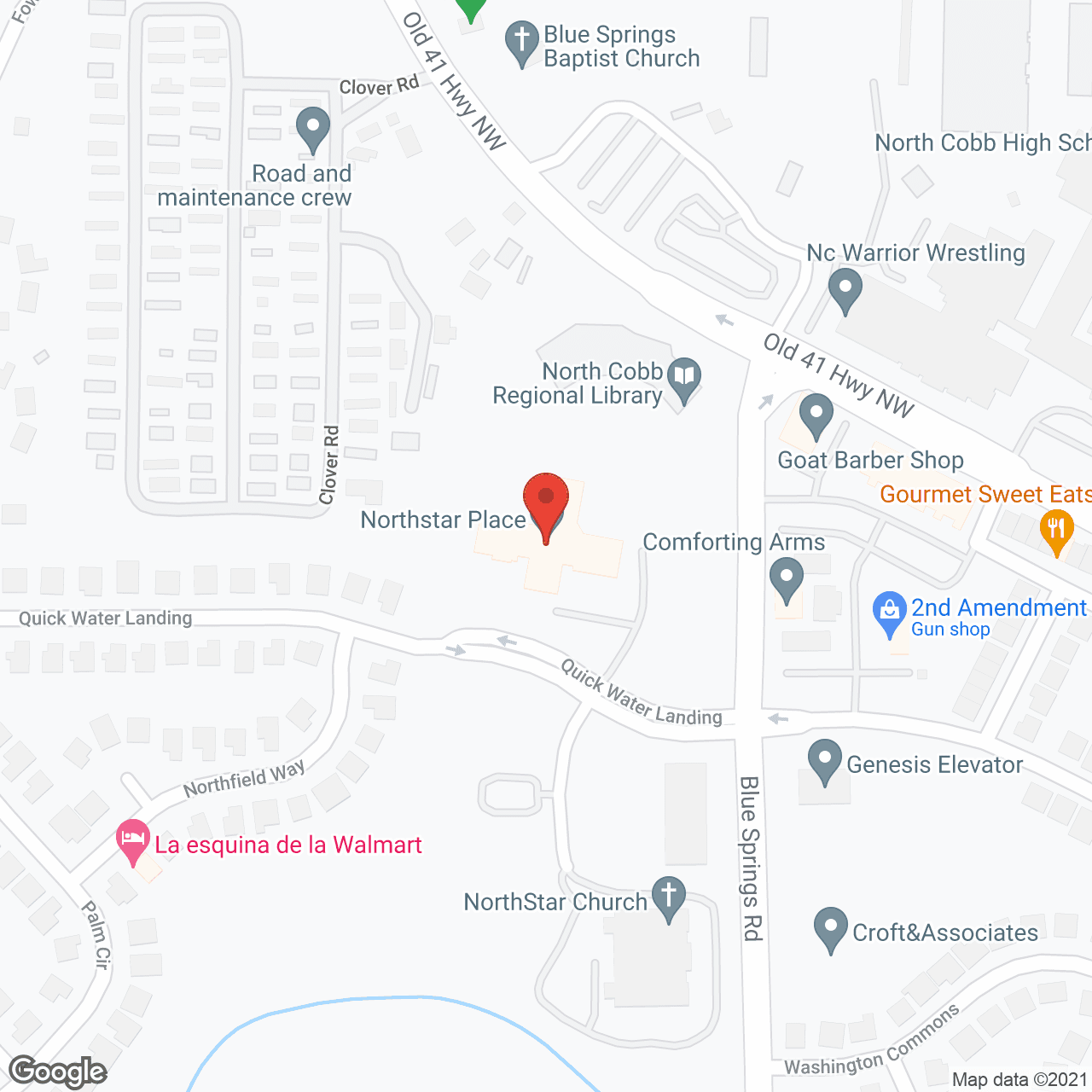 Map of the neighborhood around Northstar Square