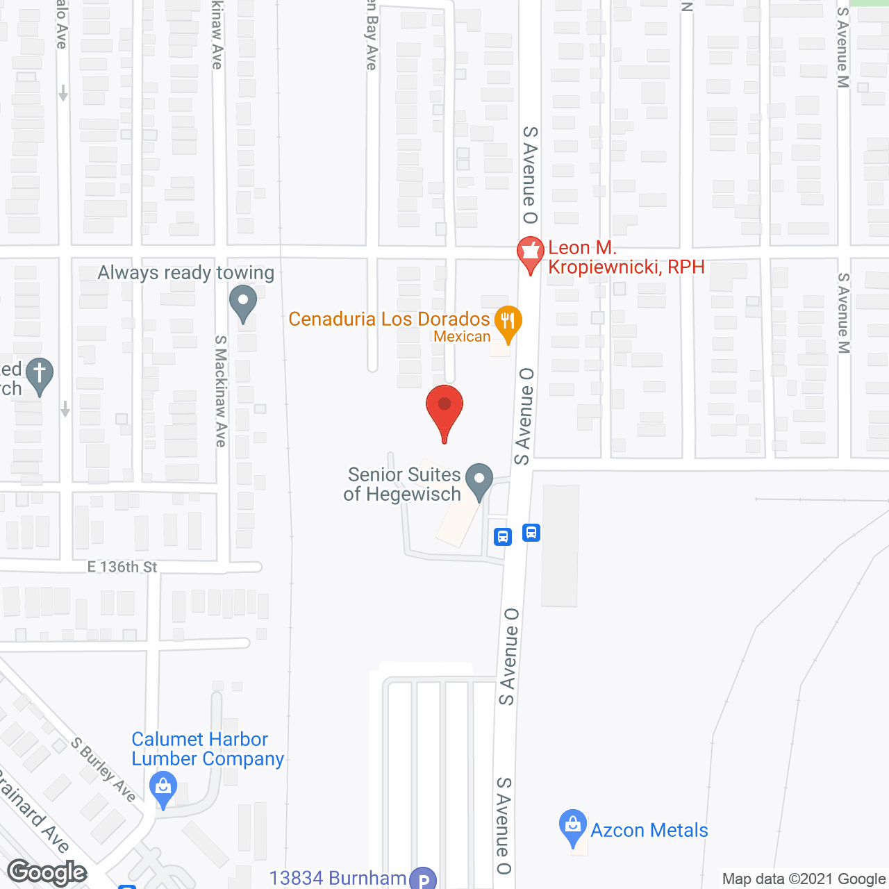 Map of the neighborhood around Senior Suites of Hegewisch