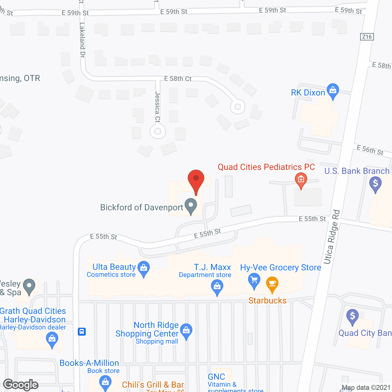Map of the neighborhood around Bickford of Davenport