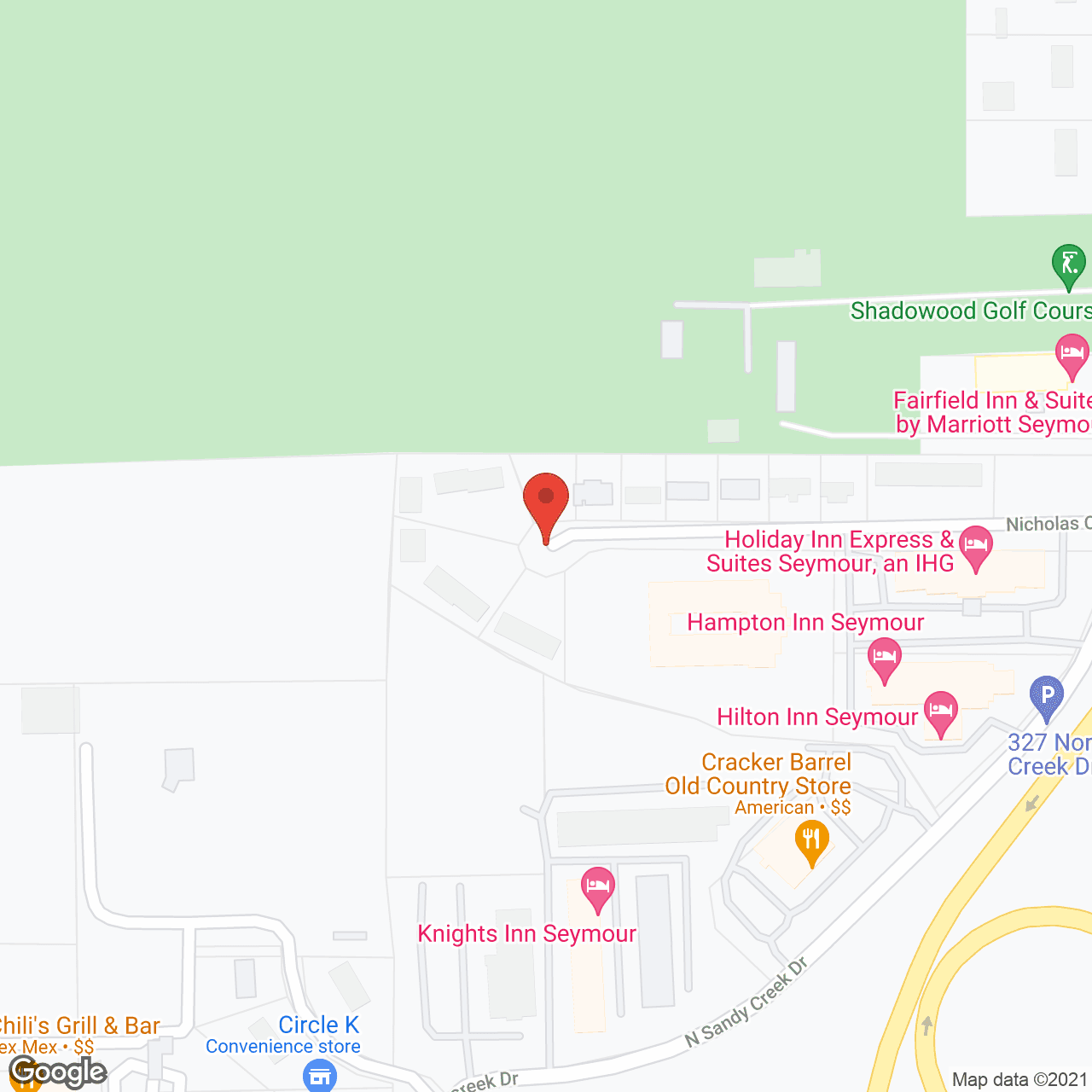 Map of the neighborhood around Cedar Creek of Seymour