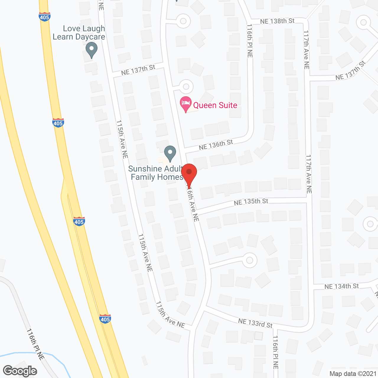 Map of the neighborhood around Sunshine Adult Family Homes