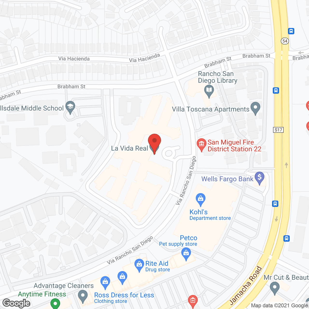 Map of the neighborhood around La Vida Real