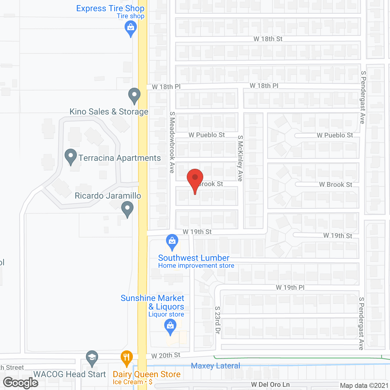 Map of the neighborhood around Palo Verde Adult Care