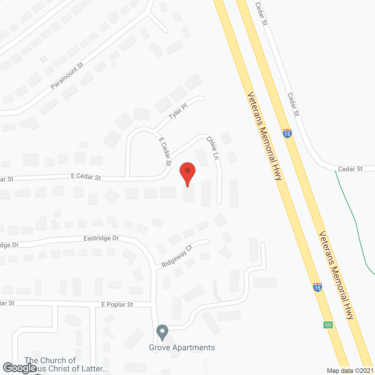 Map of the neighborhood around Ashley Manor - Cedar