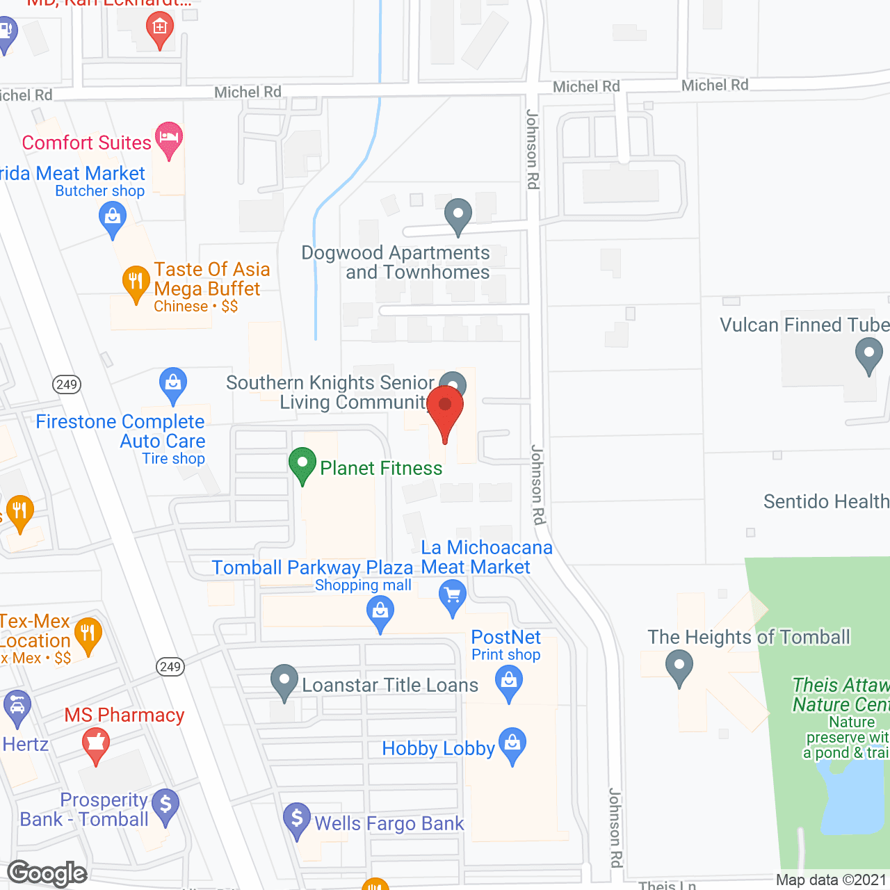 Map of the neighborhood around Southern Knights Assisted Living Center
