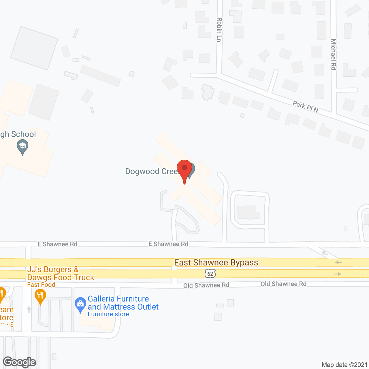 Map of the neighborhood around Dogwood Creek Retirement Center