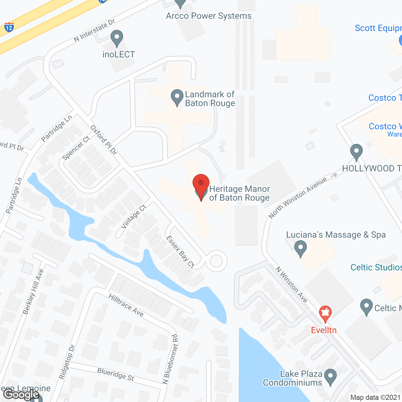 Map of the neighborhood around Heritage Manor of Baton Rouge