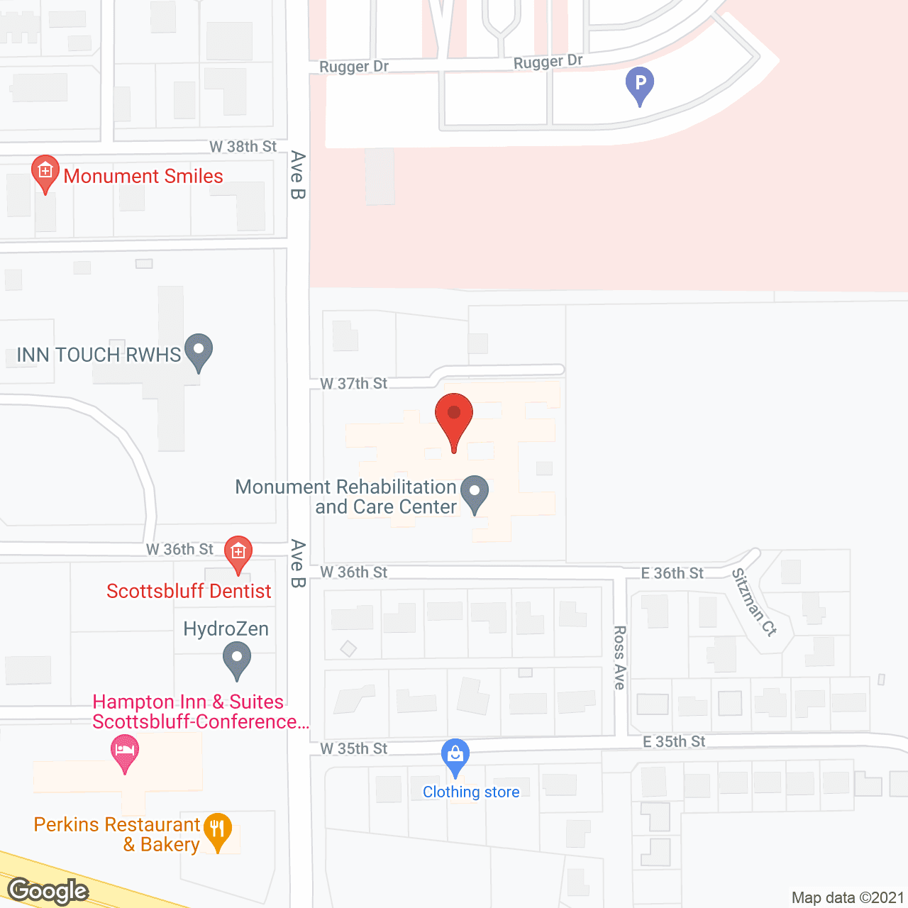 Map of the neighborhood around Monument Rehabilitation And Care Center
