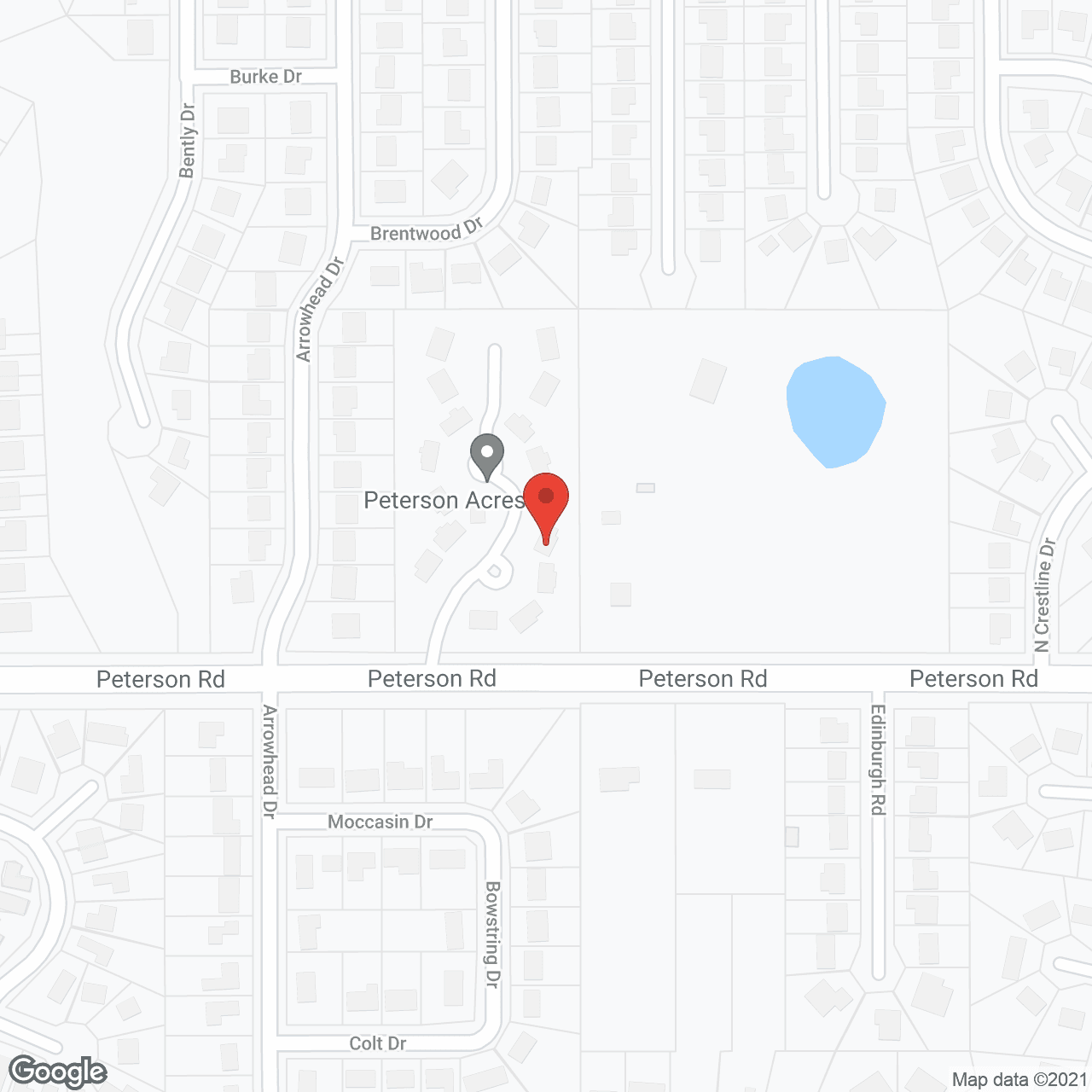 Map of the neighborhood around Peterson Acres