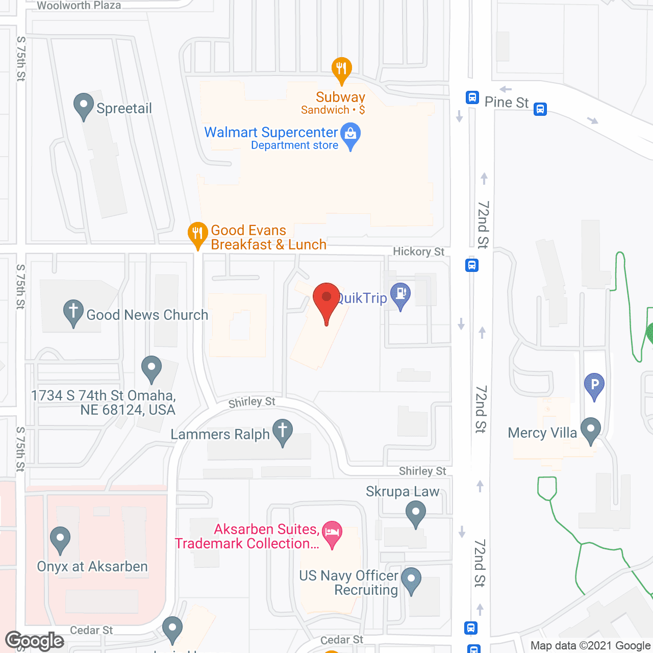 Map of the neighborhood around Hickory Villa