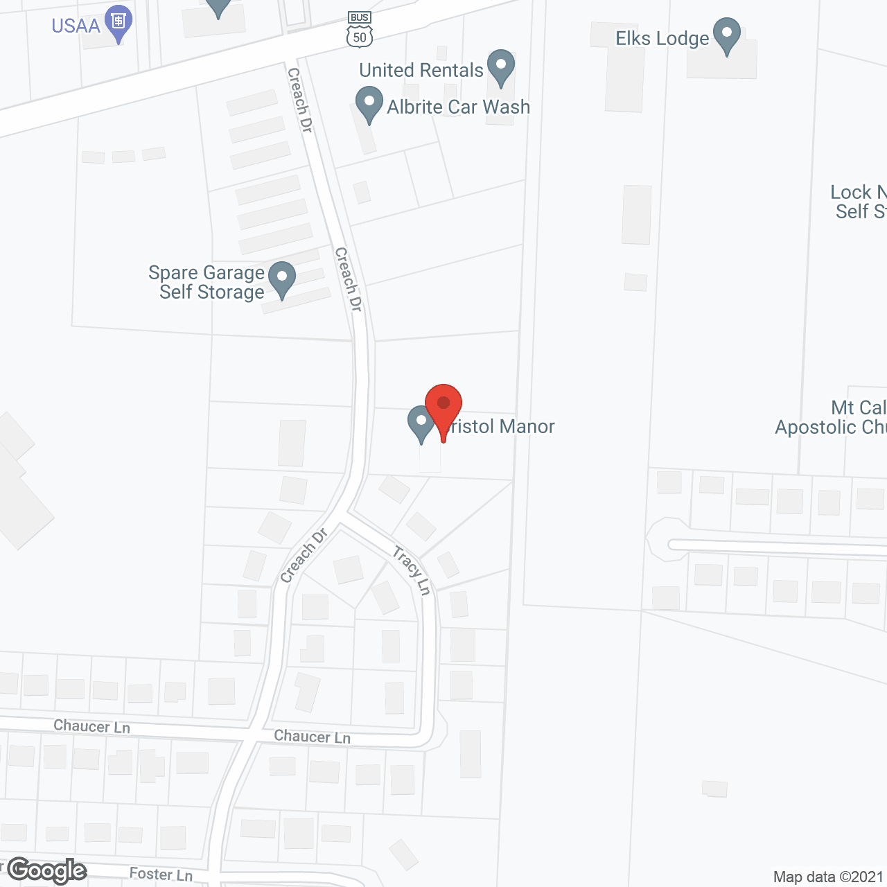 Map of the neighborhood around Bristol Manor of Warrensburg