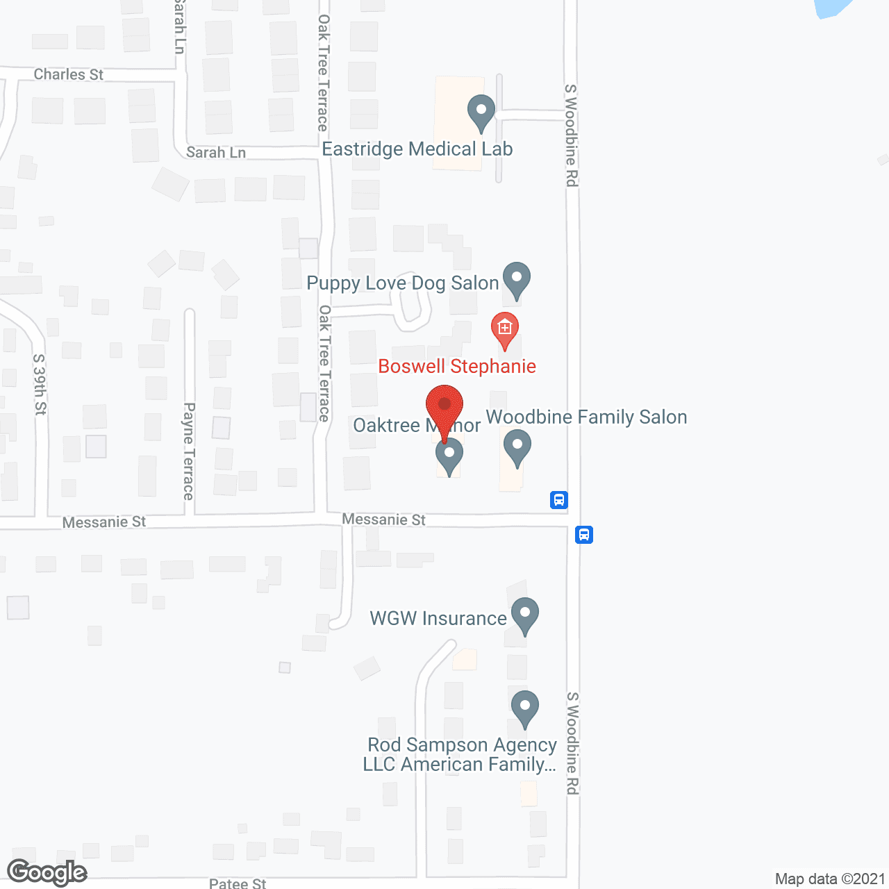Map of the neighborhood around Oaktree Manor