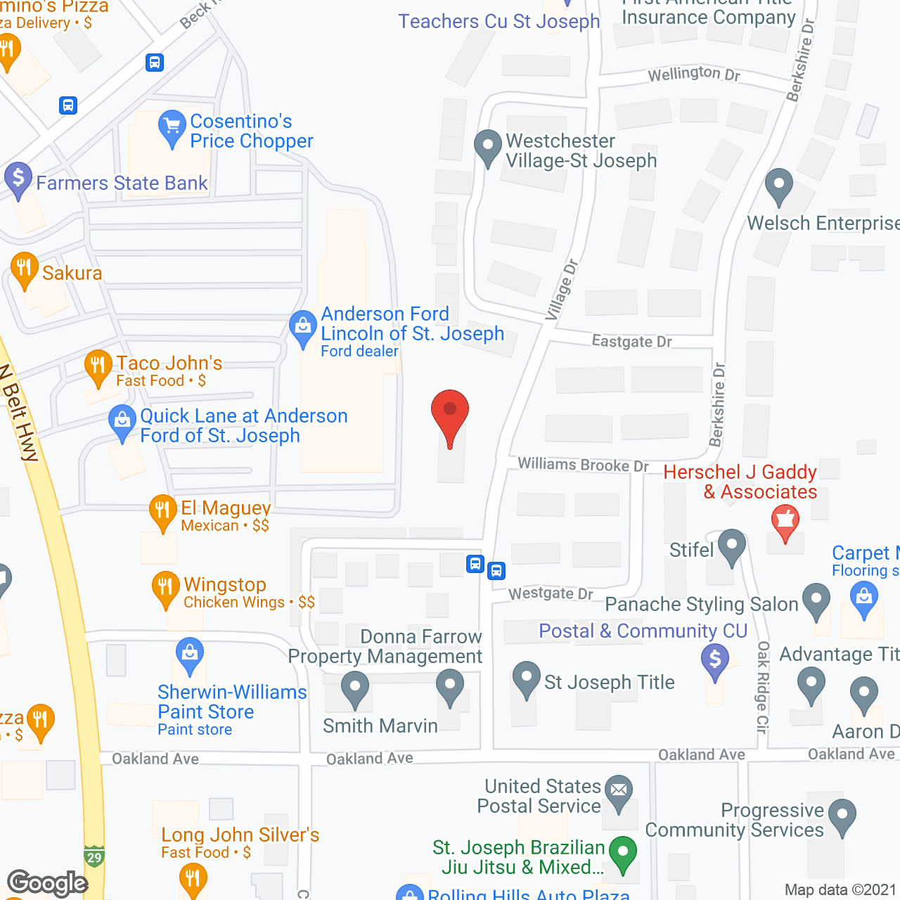 Map of the neighborhood around Eastgate Manor
