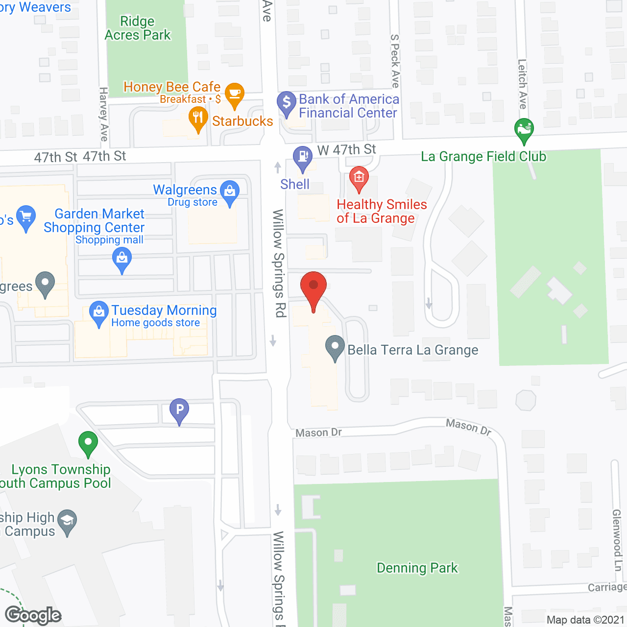 Map of the neighborhood around Bella Terra of La Grange