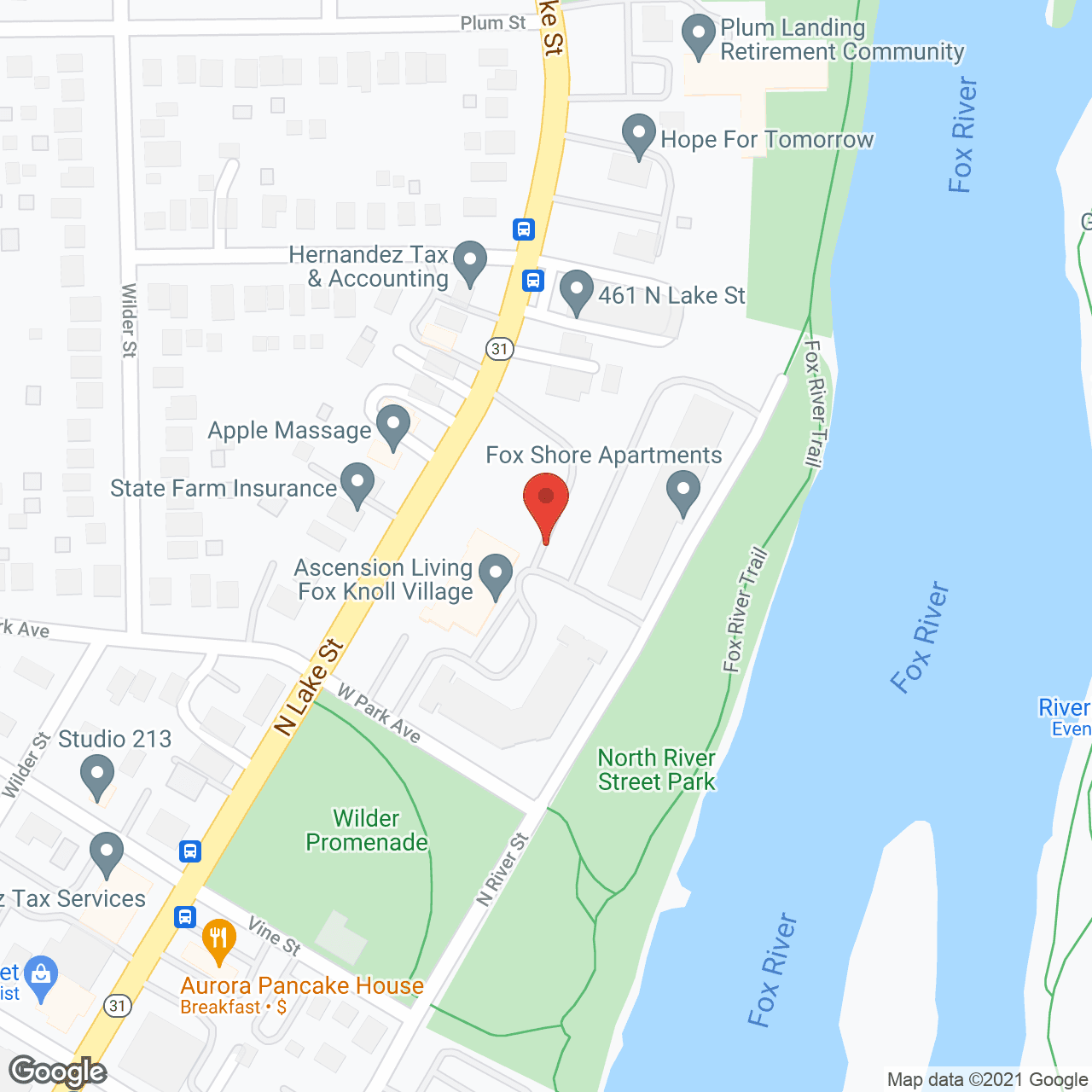 Map of the neighborhood around Ascension Living Fox Knoll Village