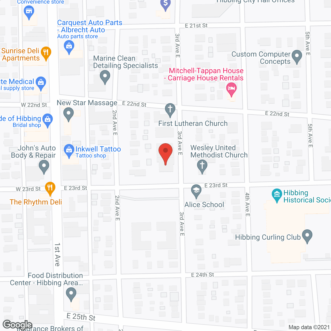 Map of the neighborhood around Hillcrest Adams