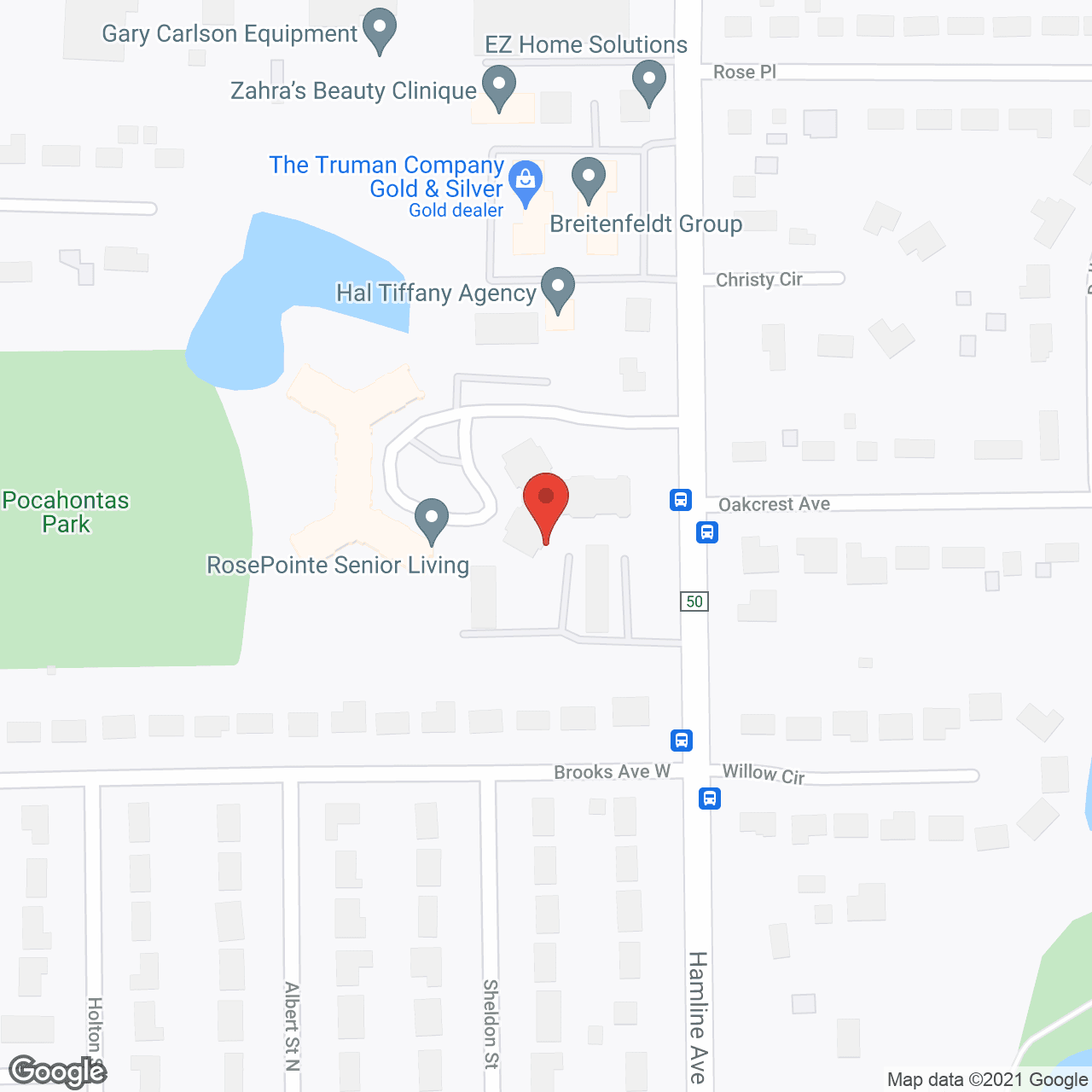 Map of the neighborhood around RosePointe II