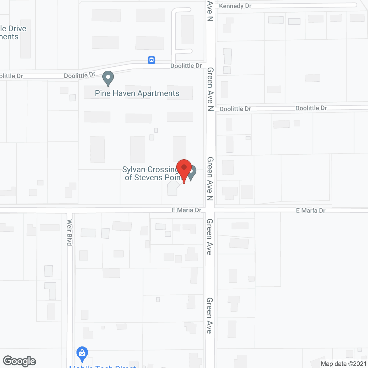 Map of the neighborhood around Sylvan Crossings of Stevens Point
