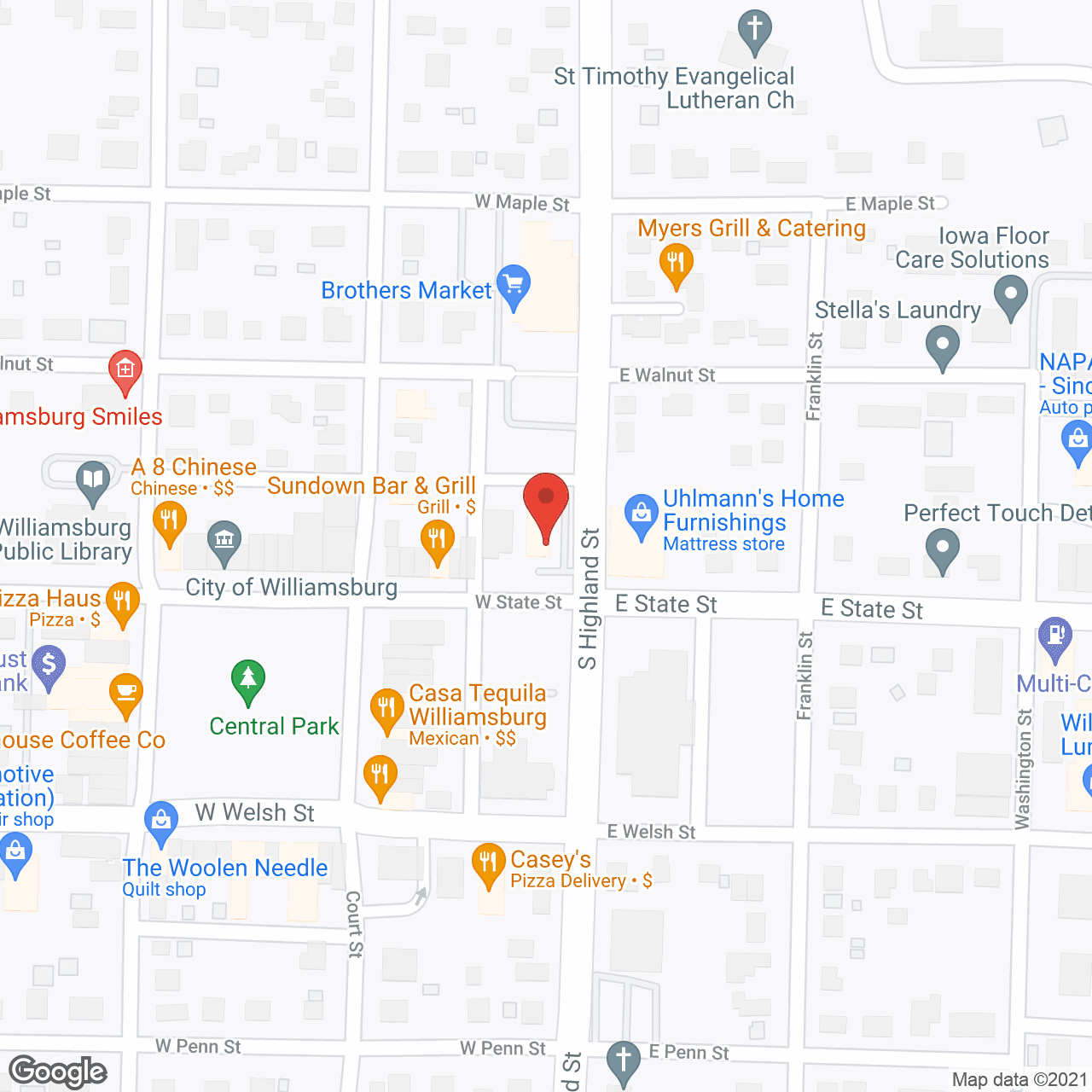 Map of the neighborhood around Williamsburg Care Ctr