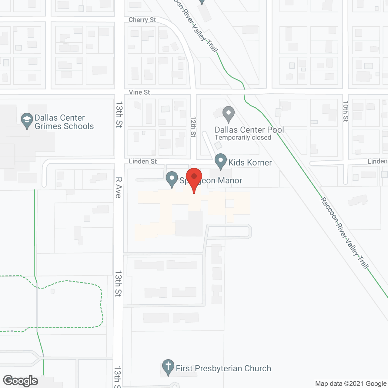 Map of the neighborhood around Spurgeon Manor