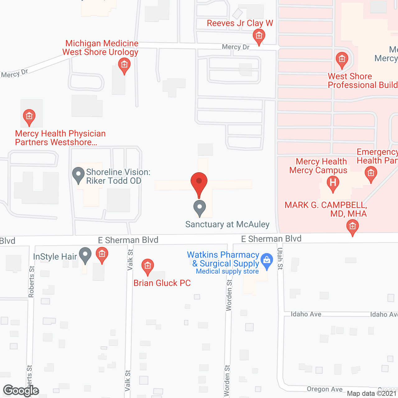Map of the neighborhood around McAuley