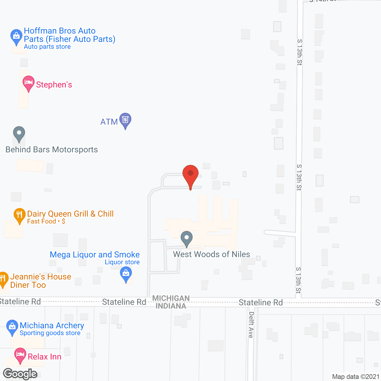 Map of the neighborhood around Westwood of Niles