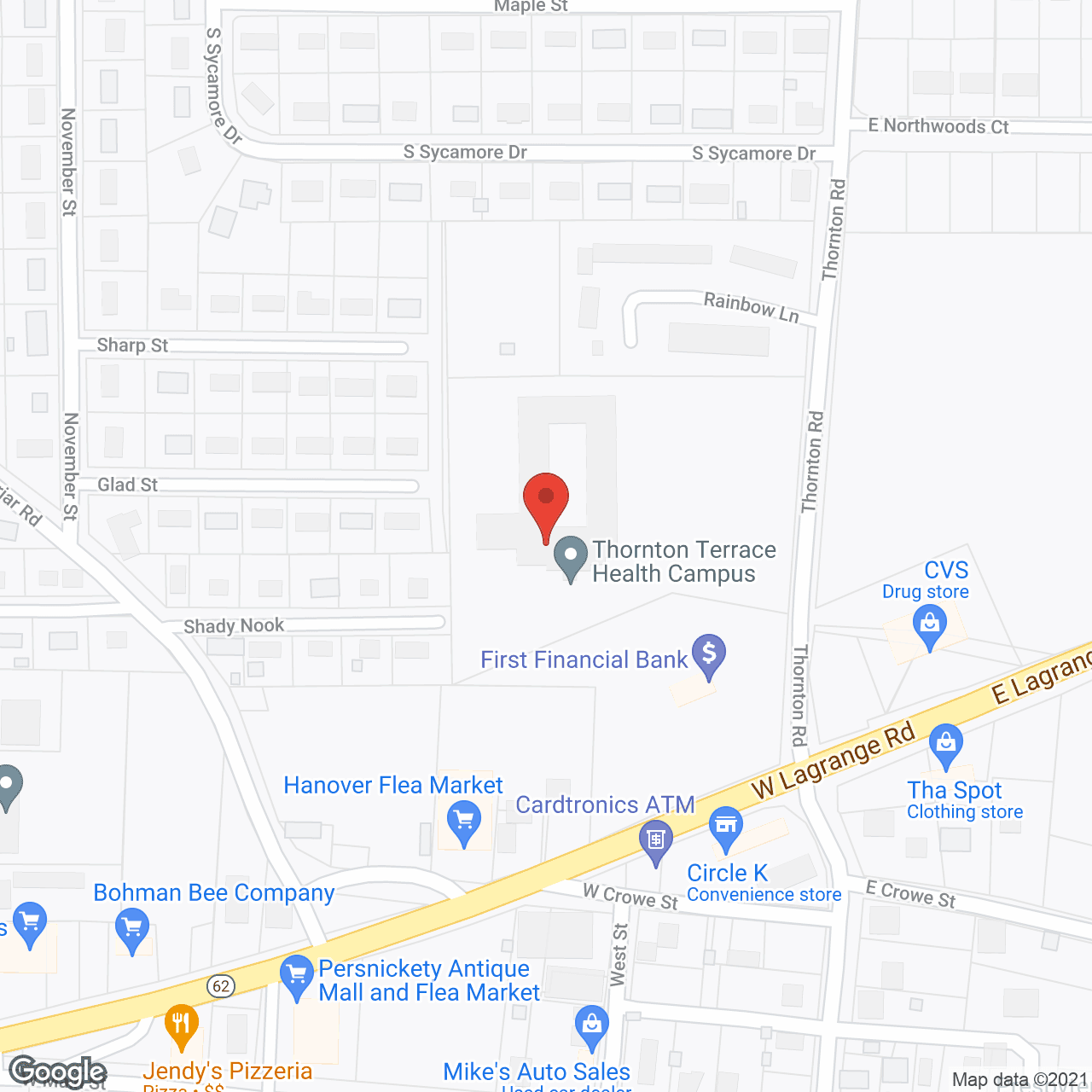 Map of the neighborhood around Thornton Terrace Health Campus