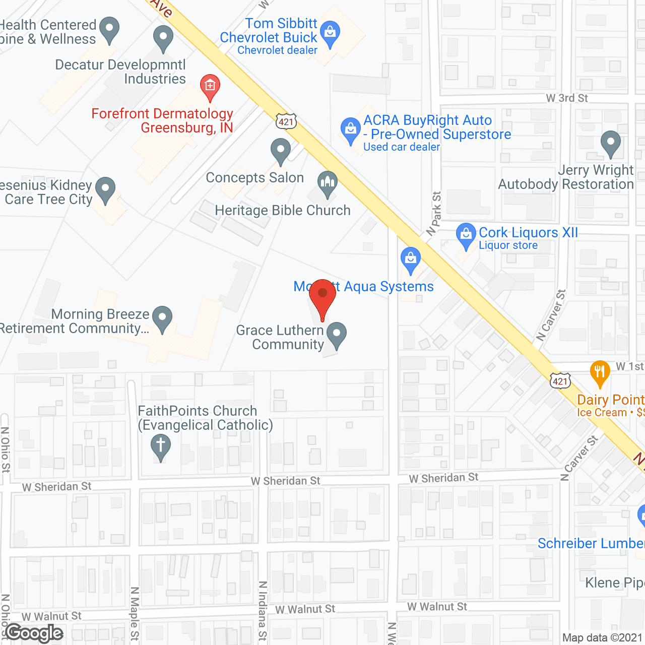 Map of the neighborhood around Grace Luthern Manor