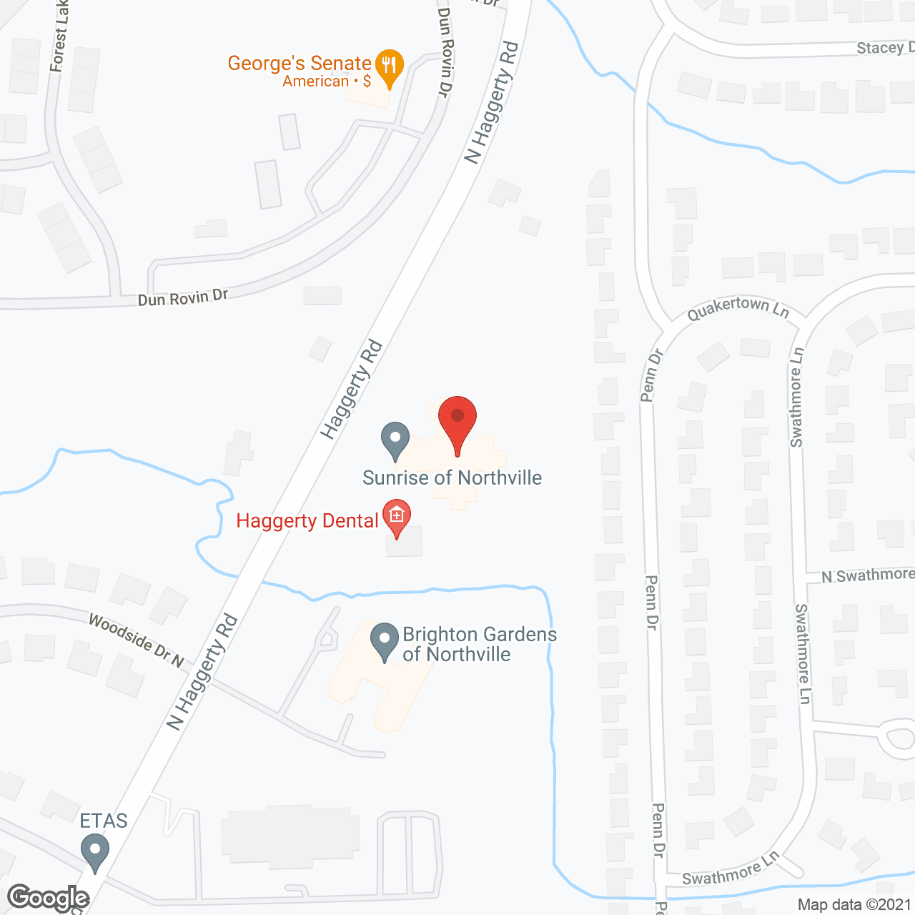 Map of the neighborhood around Sunrise of Northville