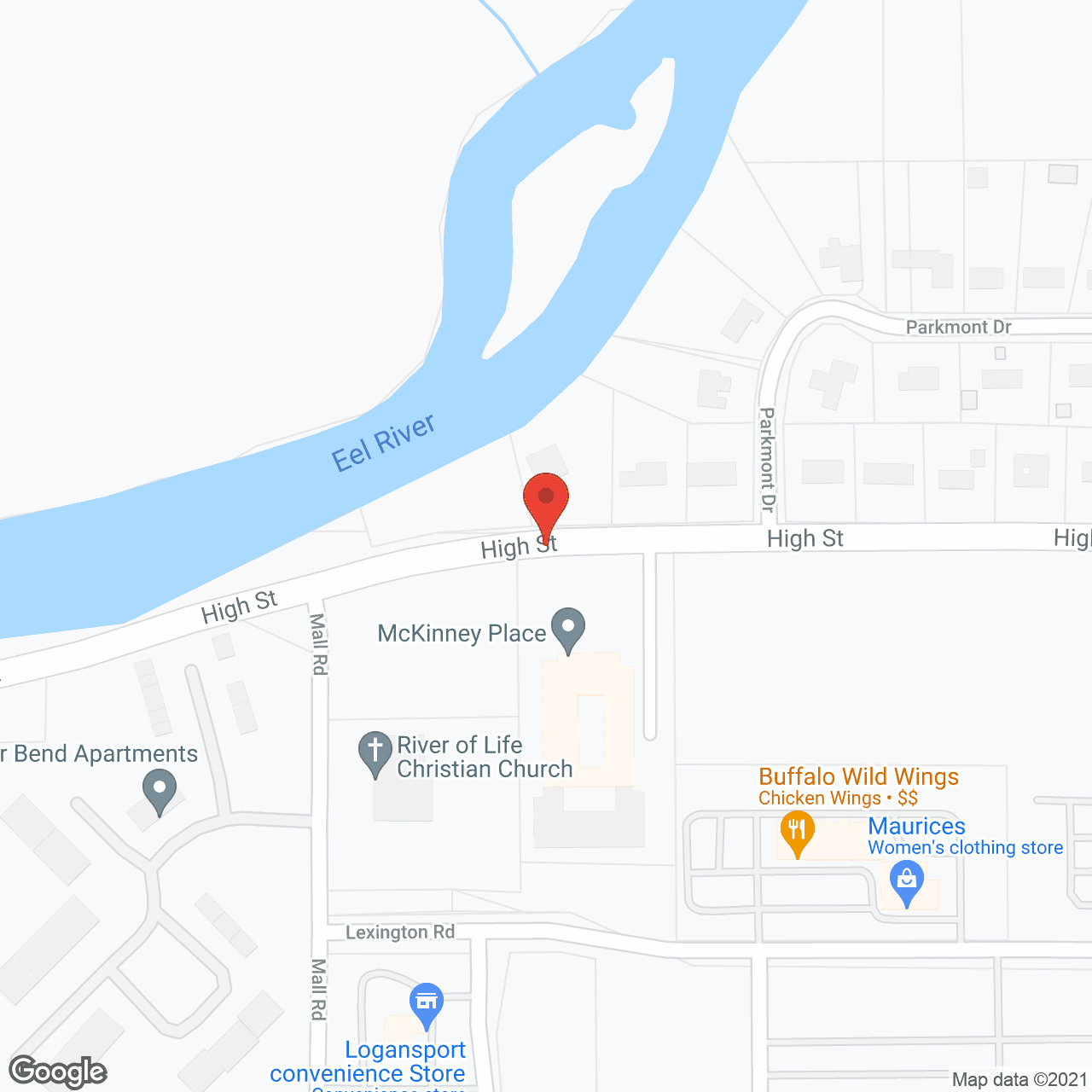 Map of the neighborhood around Cedar Creek of Logansport