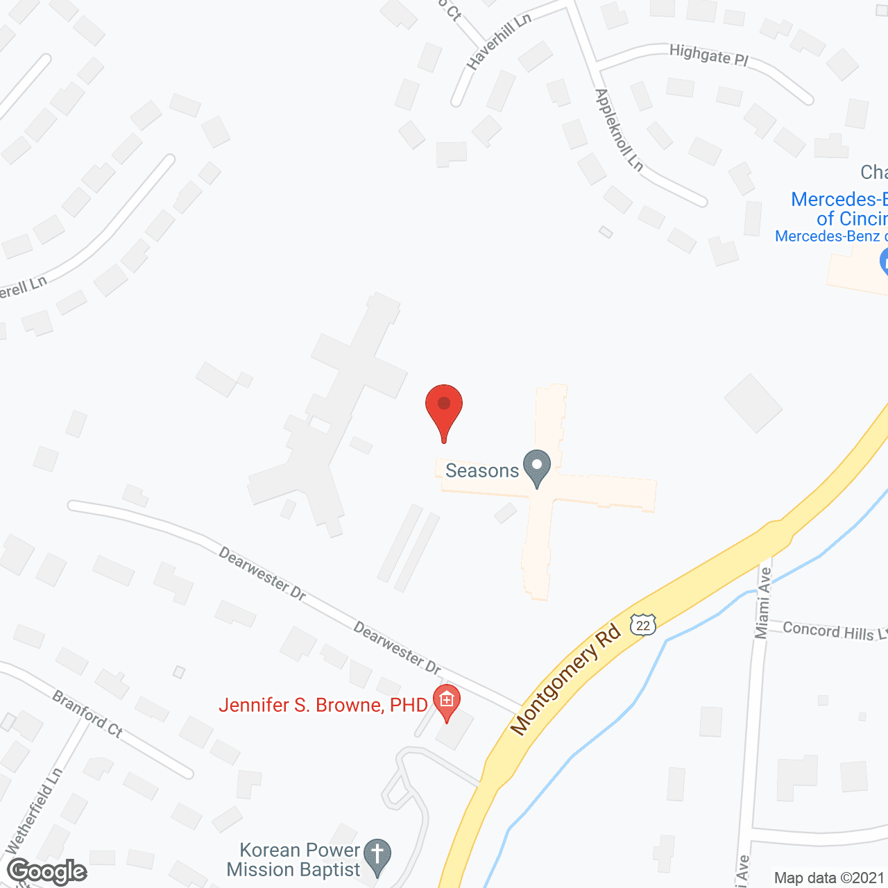 Map of the neighborhood around Seasons Courtyard
