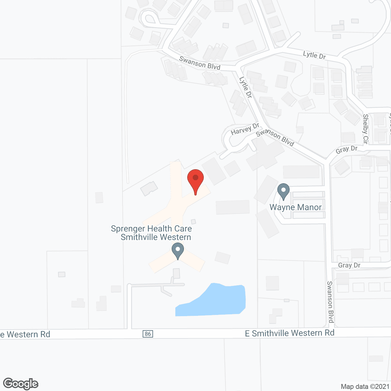 Map of the neighborhood around Wayne Manor Assisted Living at Smithville Western Commons