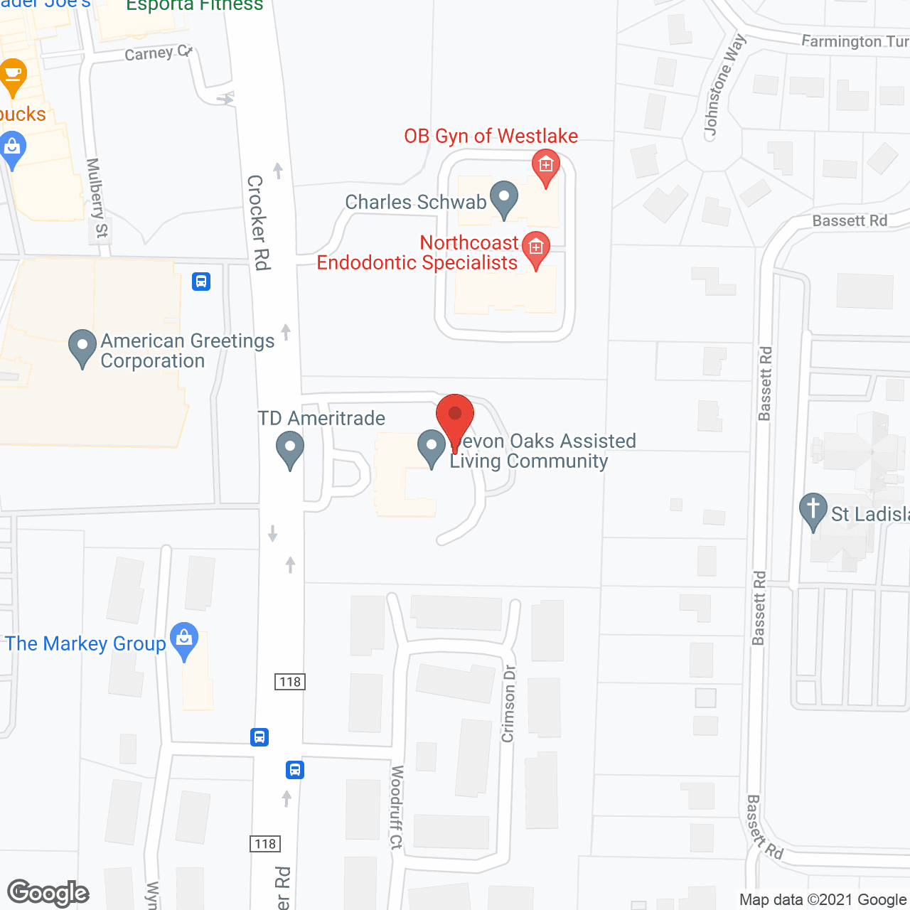 Map of the neighborhood around Devon Oaks Assisted Living