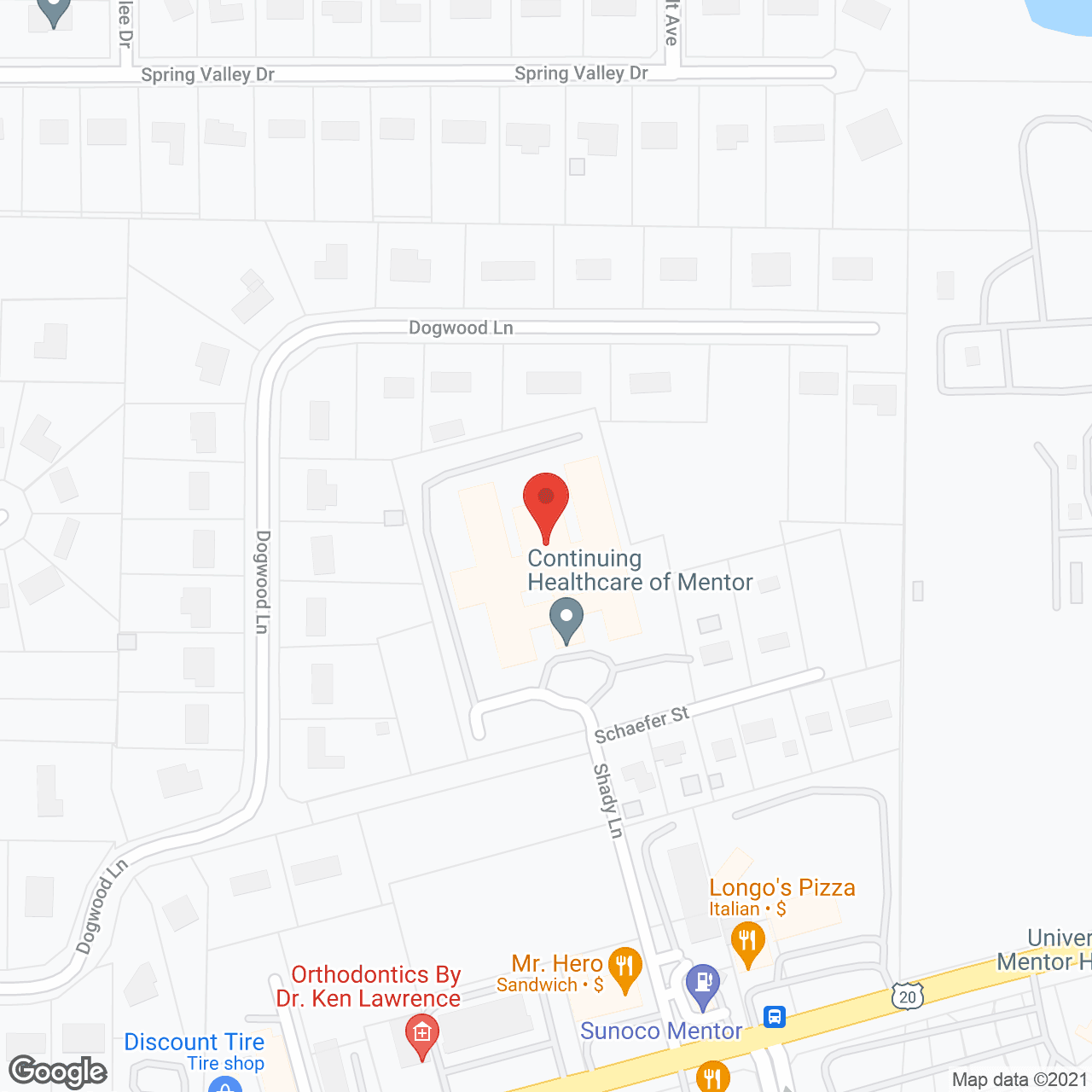 Map of the neighborhood around Mentor-Way Care Ctr