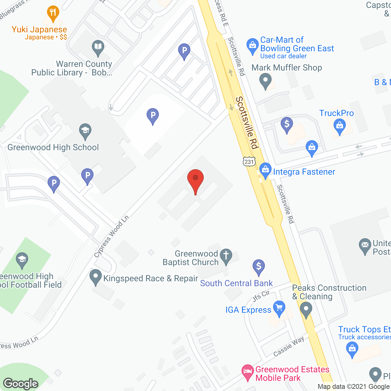 Map of the neighborhood around Britthaven of Bowling Green