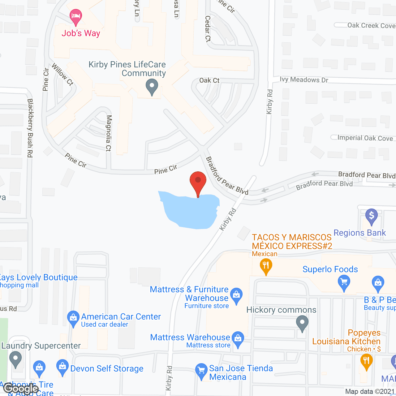 Map of the neighborhood around Kirby Pines/Fireside Villa/Providence Place